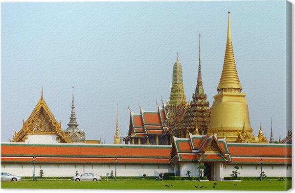 Wat Phra Kaew - obrazy-na-plotnie-wielki-palac-i-swiatynia-szmaragdowego-buddy-zlozonych-w-bangkoku.jpg