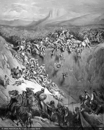 Grafiki Gustawa Dor do Biblii Jakuba Wujka - 061 Samson zabija Filistyńczyków oślą szczęką Sędz. 15,15.jpg
